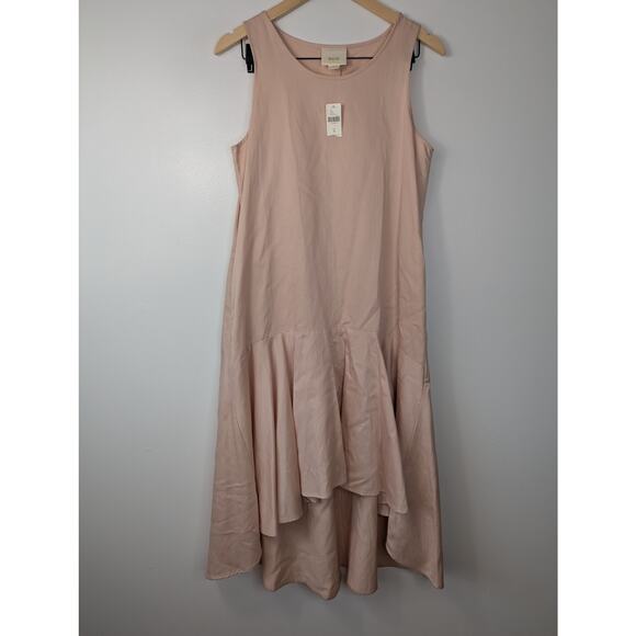 NWT Maeve Anthropologie Camellia Dropwaist Ruffled High-Low Dress in Rose - Picture 2 of 8